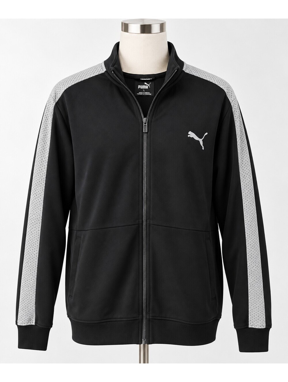 PUMA Men’s Black & Gray Full-Zip Track Jacket – Size Large